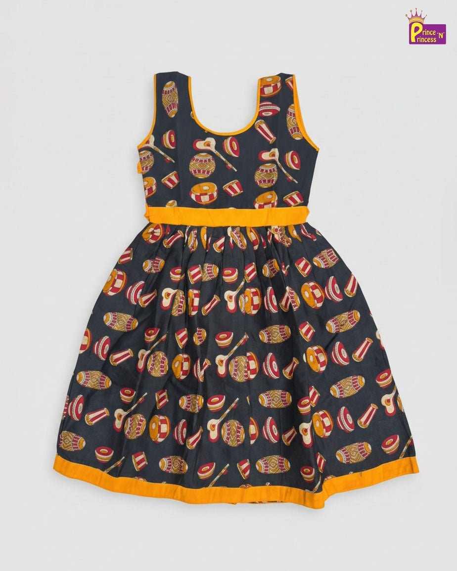 Kids kalamkari Printed Cotton Frock CF393 - Prince N Princess