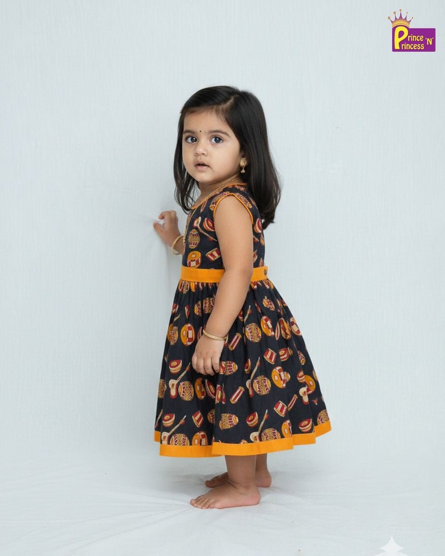 Kids kalamkari Printed Cotton Frock CF393 - Prince N Princess
