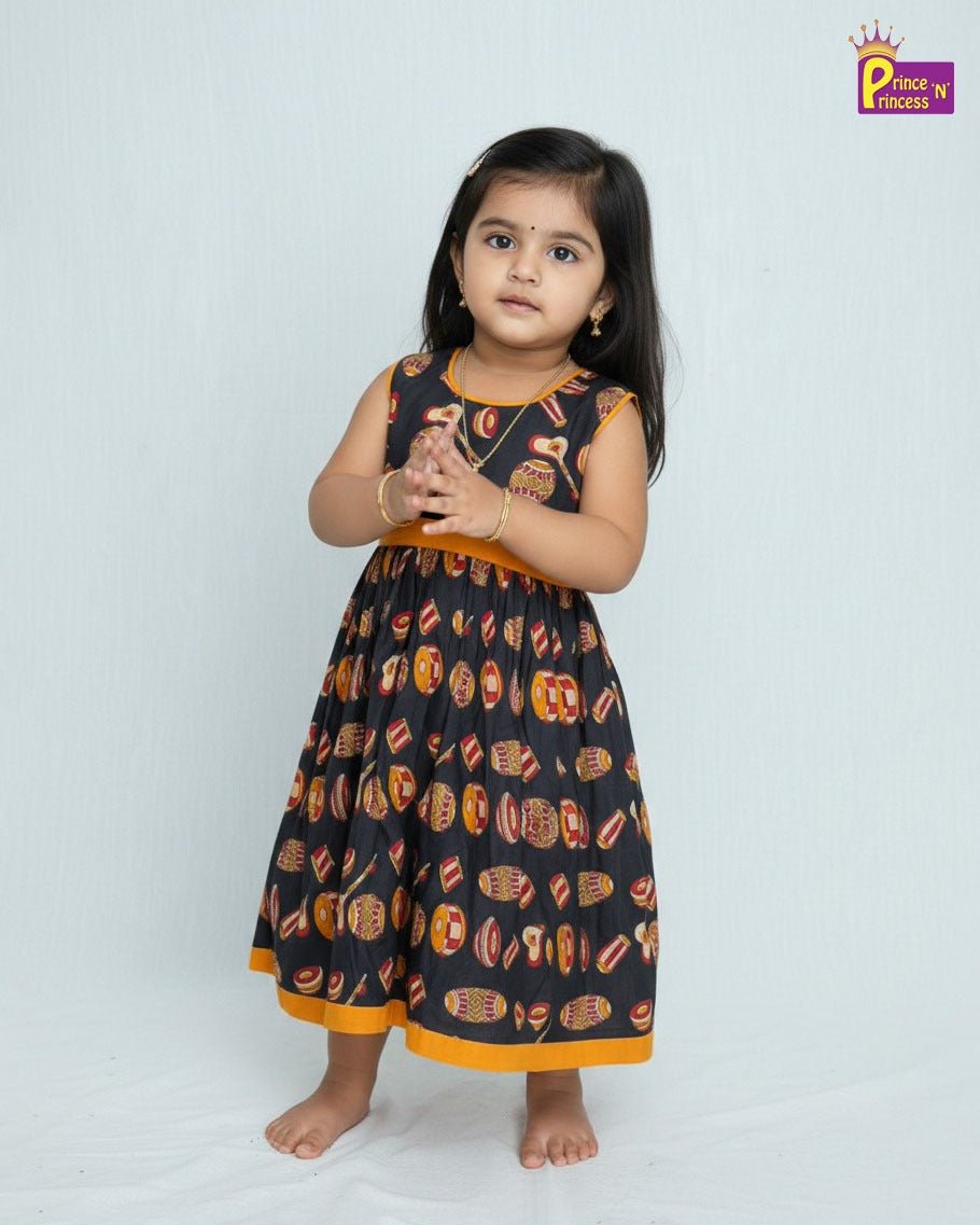 Kids kalamkari Printed Cotton Frock CF393 - Prince N Princess
