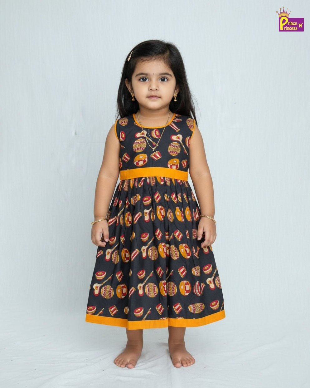 Kids kalamkari Printed Cotton Frock CF393 - Prince N Princess