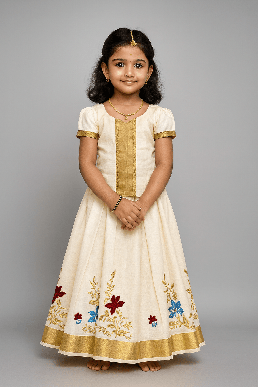 Kids Kerala Kasavu Traditional Pattu Pavadai PPP2004 - Prince N Princess