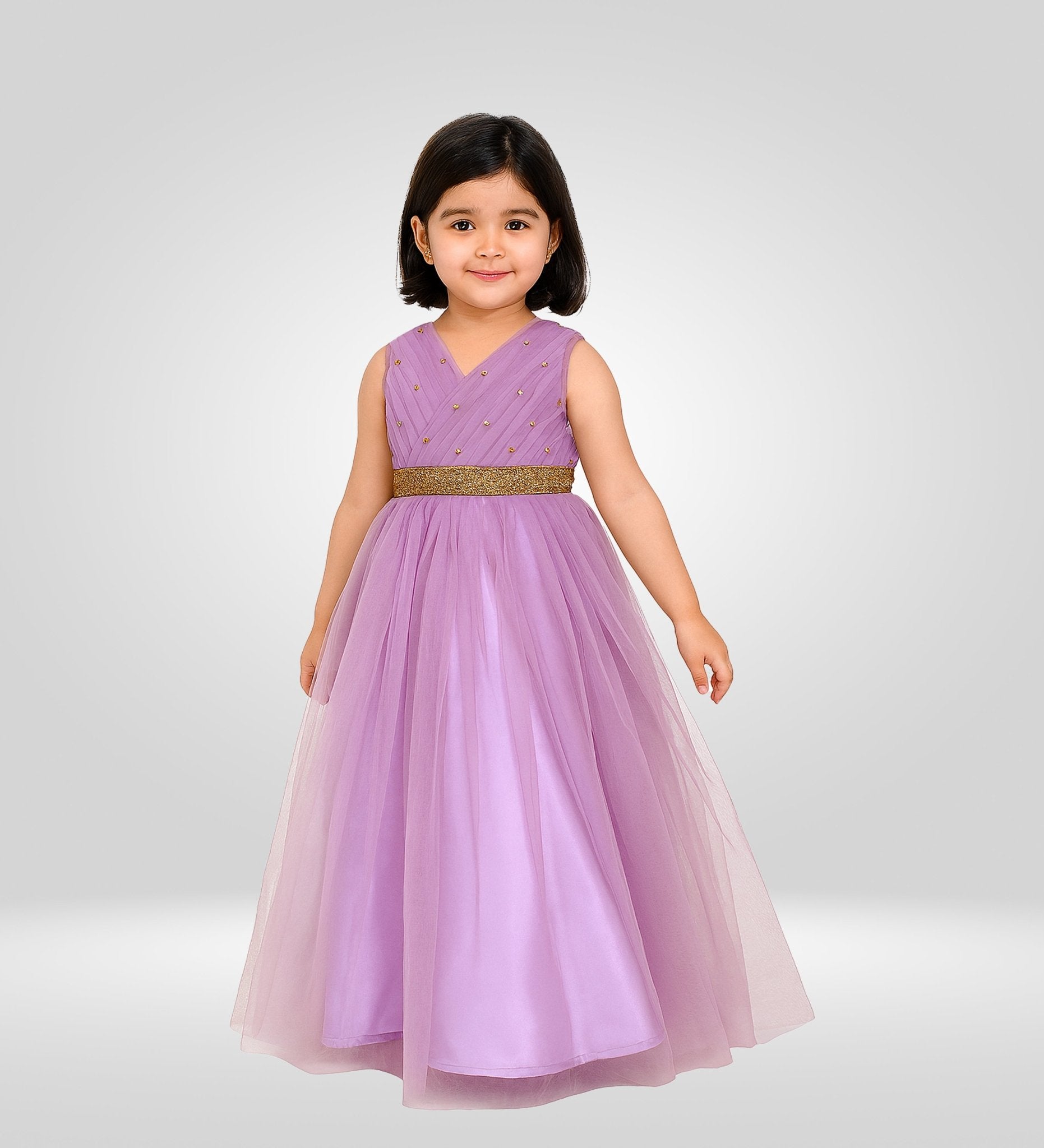 Kids Lavender Netted Full Gown WGF029 - Prince N Princess