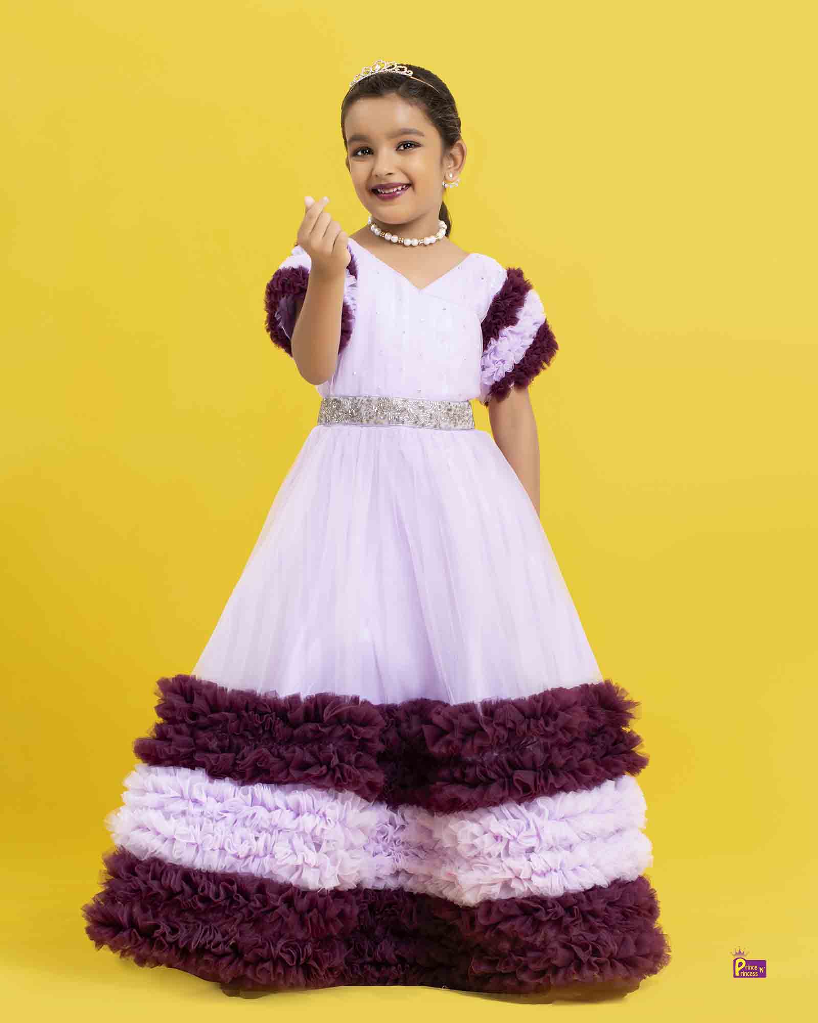 Kids Lavender Whine Prince N Princess Party Gown BG217 - Prince N Princess Birthday dress Kids Lavender Whine Prince N Princess Party Gown BG217 - Prince N Princess Birthday dress