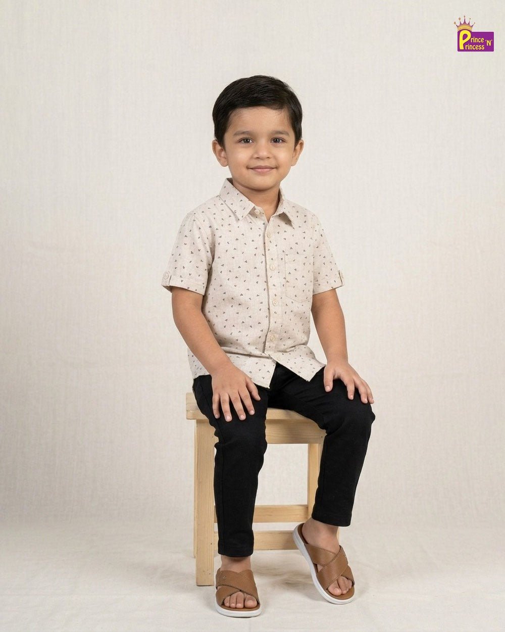 Kids Light Beige with Printed Shirt ST034 for kids festival wear