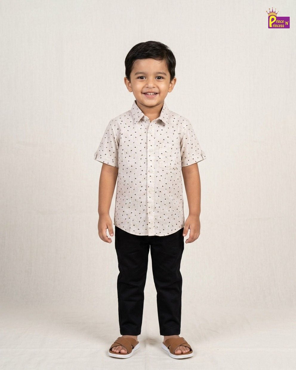 Kids Light Beige with Printed Shirt ST034 for kids festival wear
