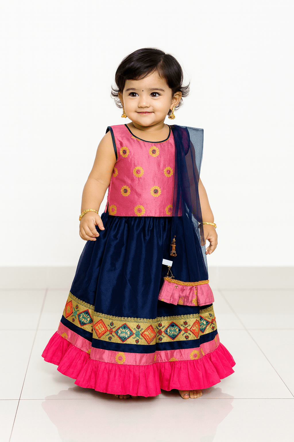 Kids Little Purple With Navy blue Lehenga Choli LC101 - Prince N Princess