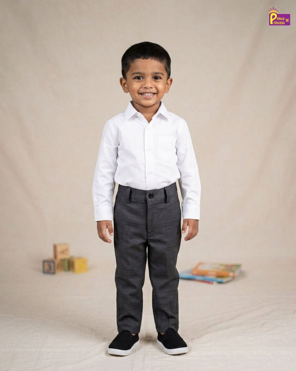 Kids Lycra Full Length Pant in Dark Grey PT025 - Prince N Princess