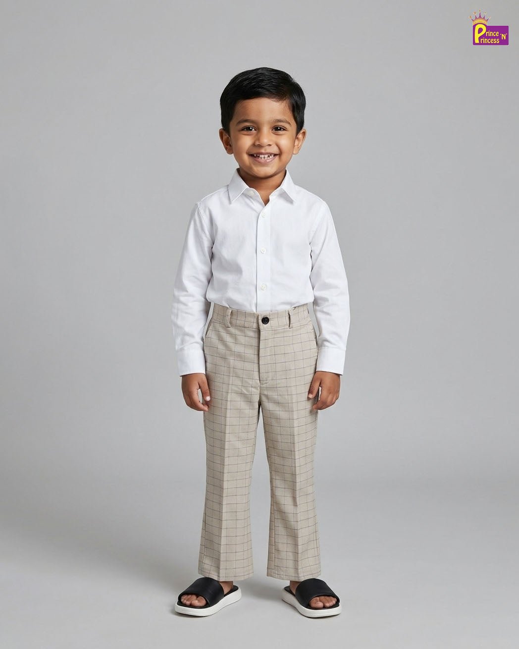 Kids Lycra Full Length Pant in Grey PT024 - Prince N Princess