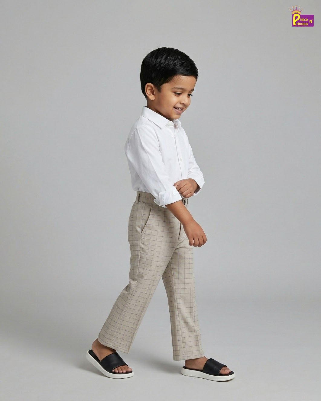 Kids Lycra Full Length Pant in Grey PT024 - Prince N Princess