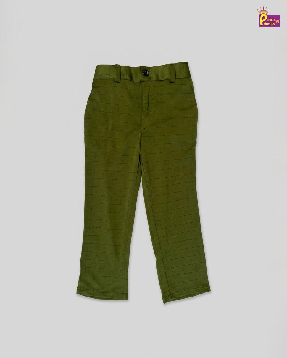 Kids Lycra Full Length Pant in Olive Green PT023 - Prince N Princess
