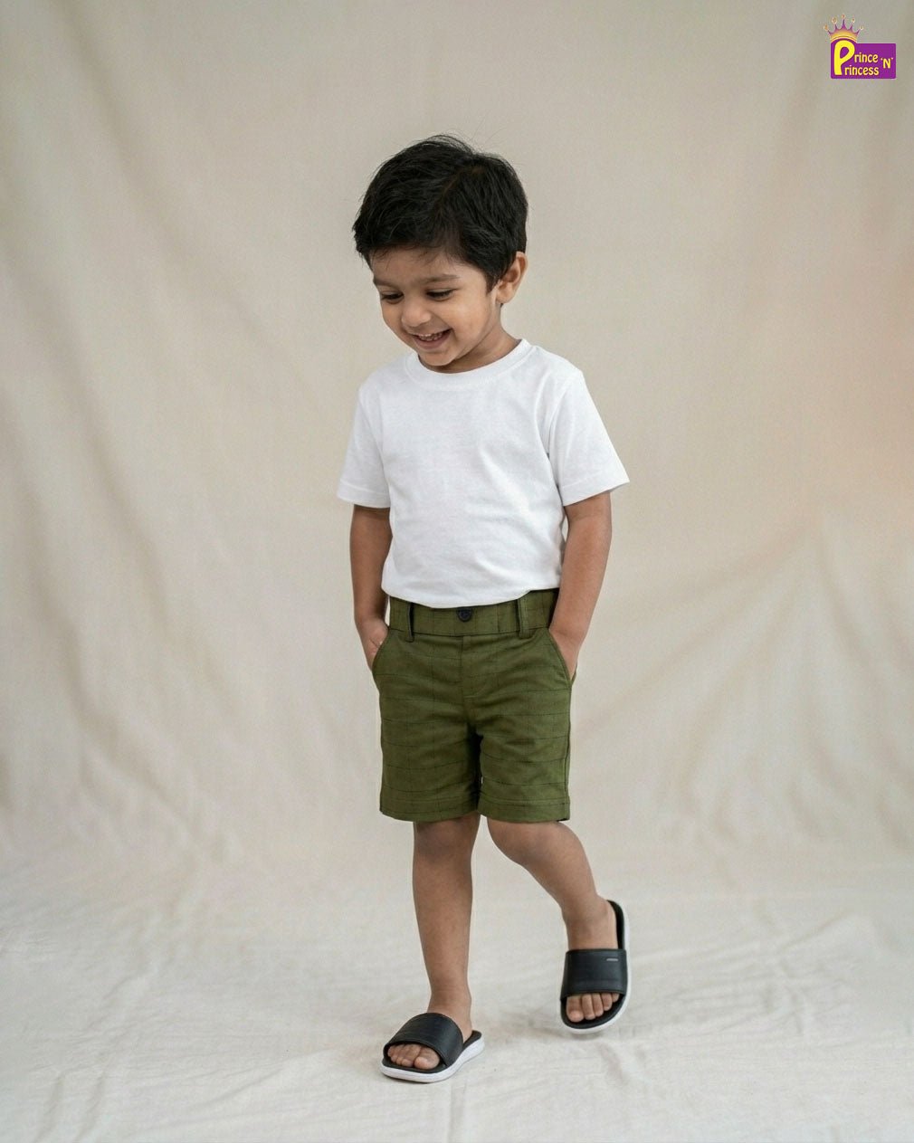 Kids Lycra Trousers in Olive Green SH033 - Prince N Princess