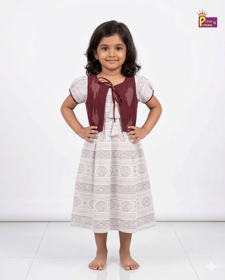 Kids Maroon Coat Cotton Frock CF404 - Prince N Princess