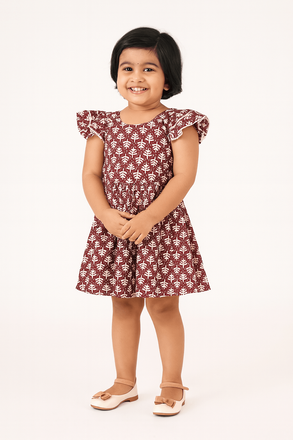 Kids Maroon Cotton Frock CF297 - Prince N Princess