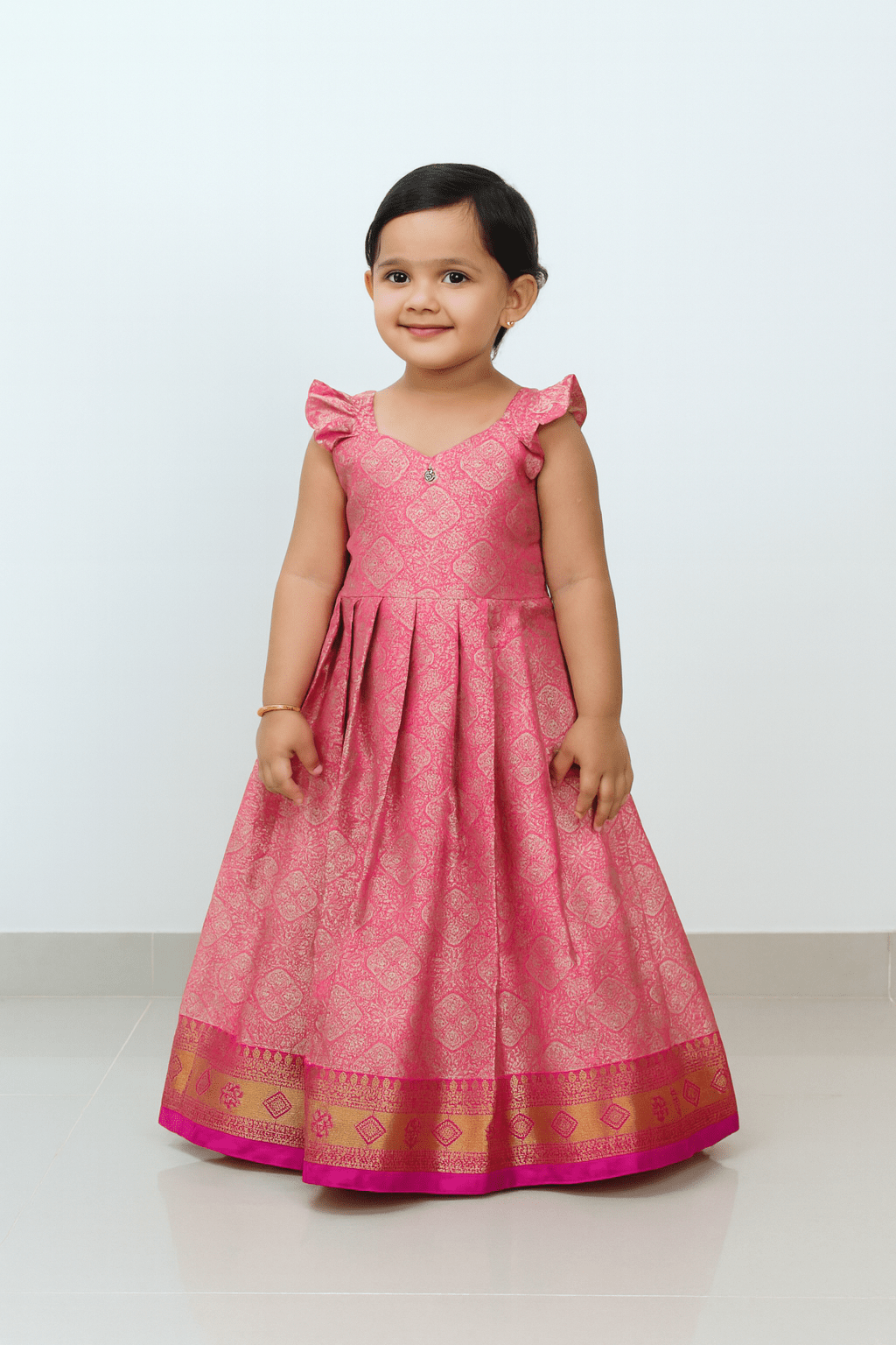Kids Megenta Organza AARI Ethnic Party Gown PG542 - Prince N Princess