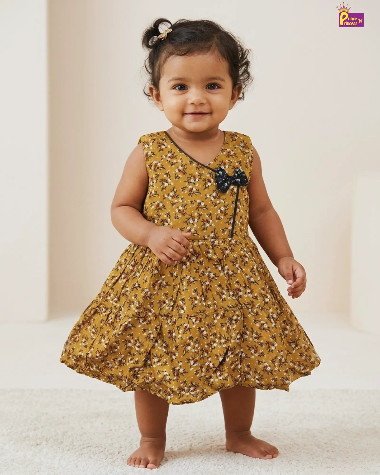 Kids Mustard Cotton Frock CF284 - Prince N Princess
