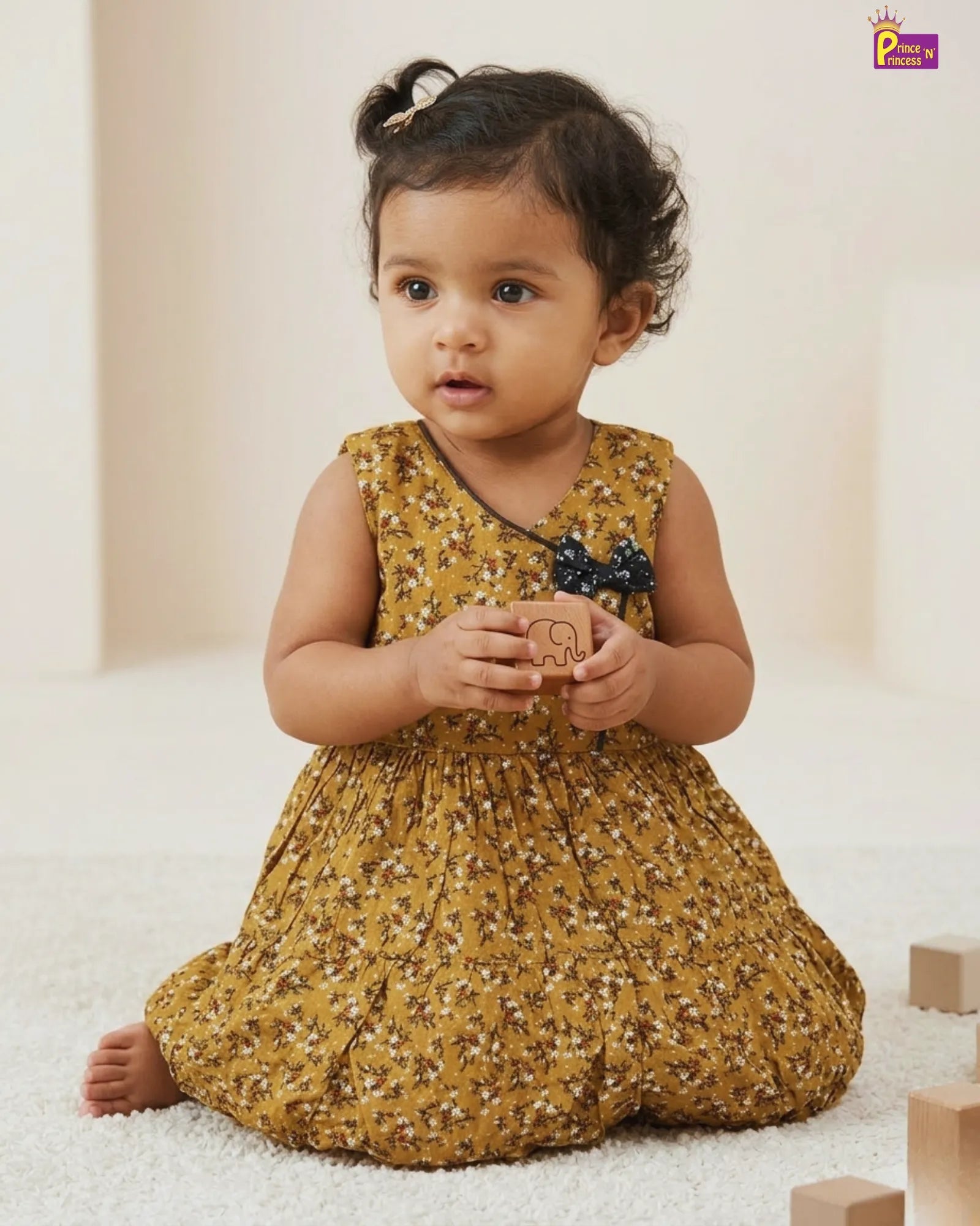 Kids Mustard Cotton Frock CF284 - Prince N Princess