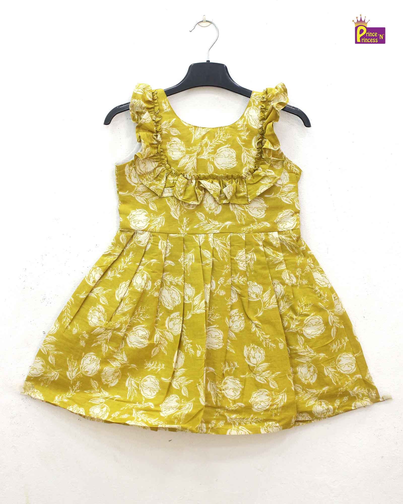 Kids Mustard Cotton Frock CF349 - Prince N Princess