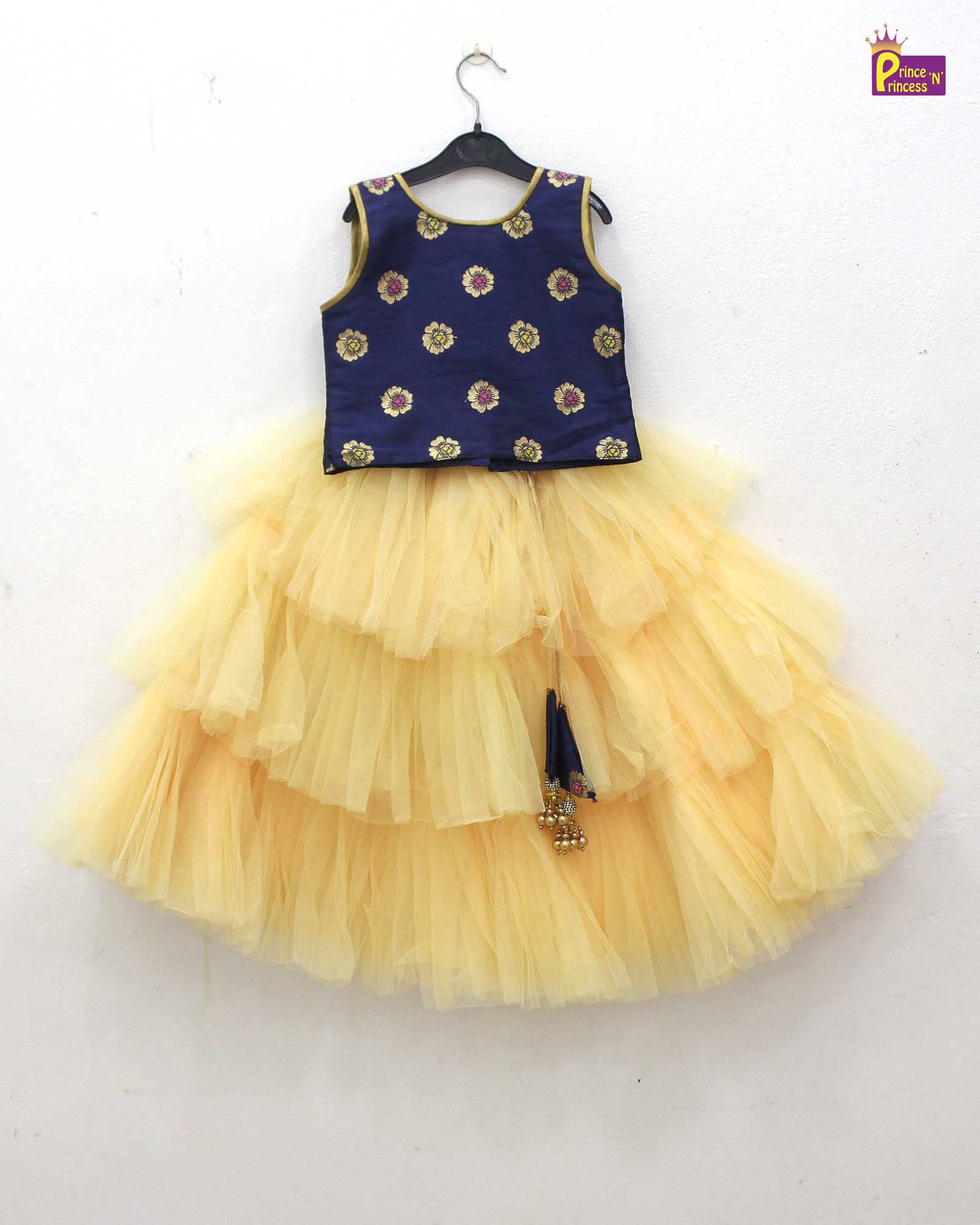 Kids Navy and Sandal Lehenga Choli LC078 - Prince N Princess