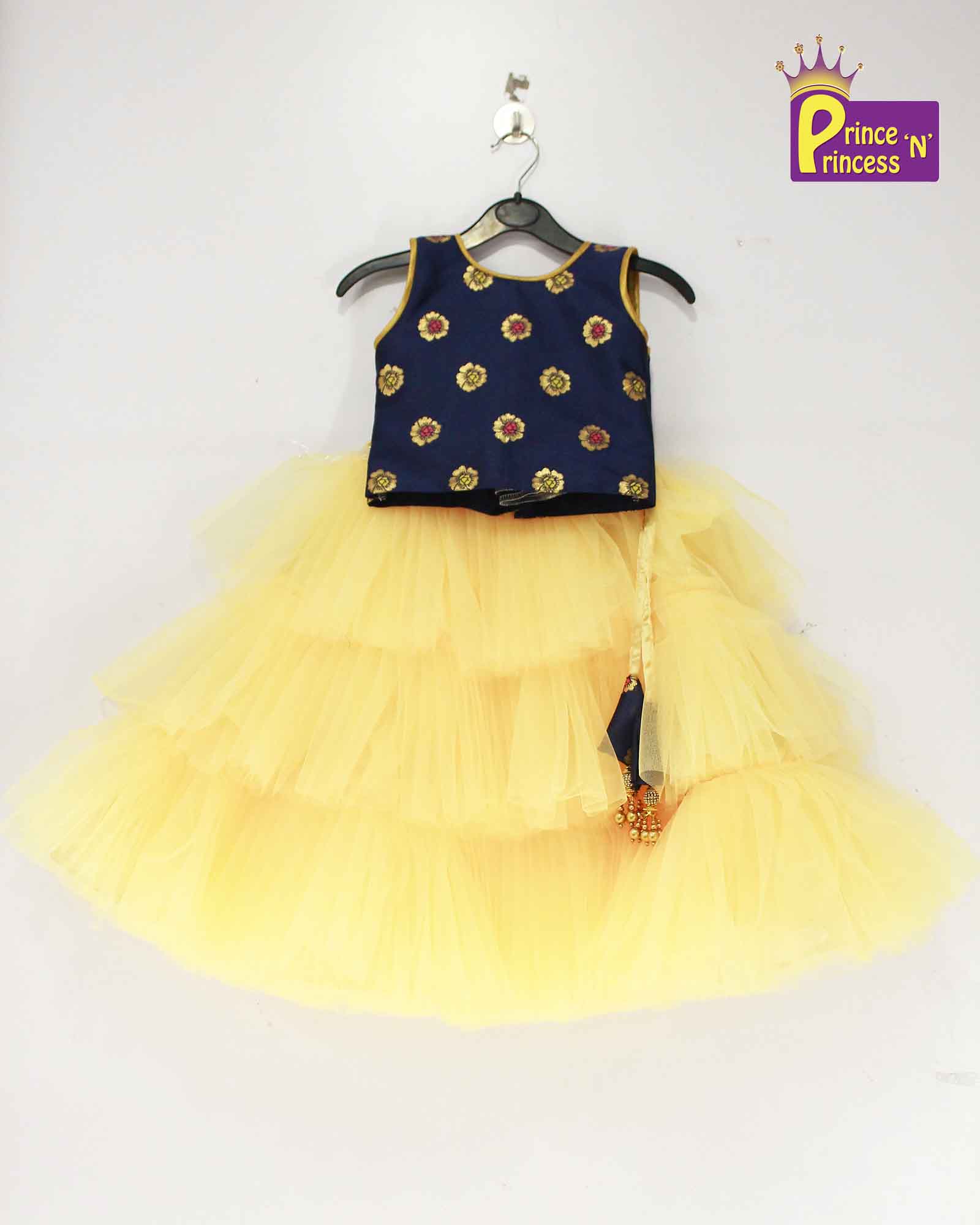 Kids Navy and Sandal Lehenga Choli LC078 - Prince N Princess