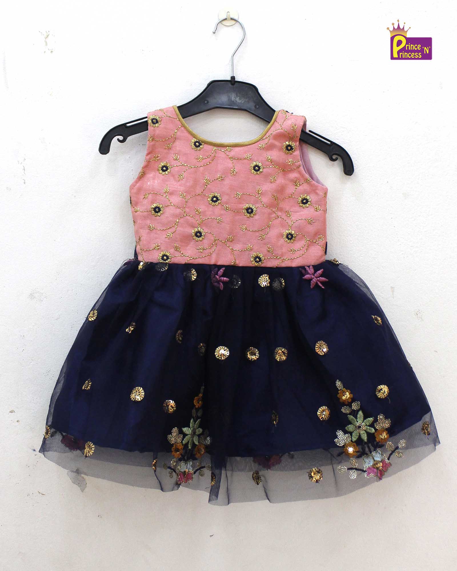 Kids Navy blue Pink Party Frock LDF313 - Prince N Princess