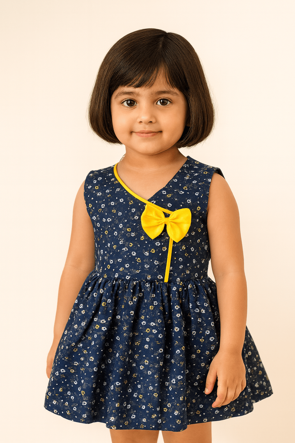 Kids Navy Cotton Frock CF286 - Prince N Princess