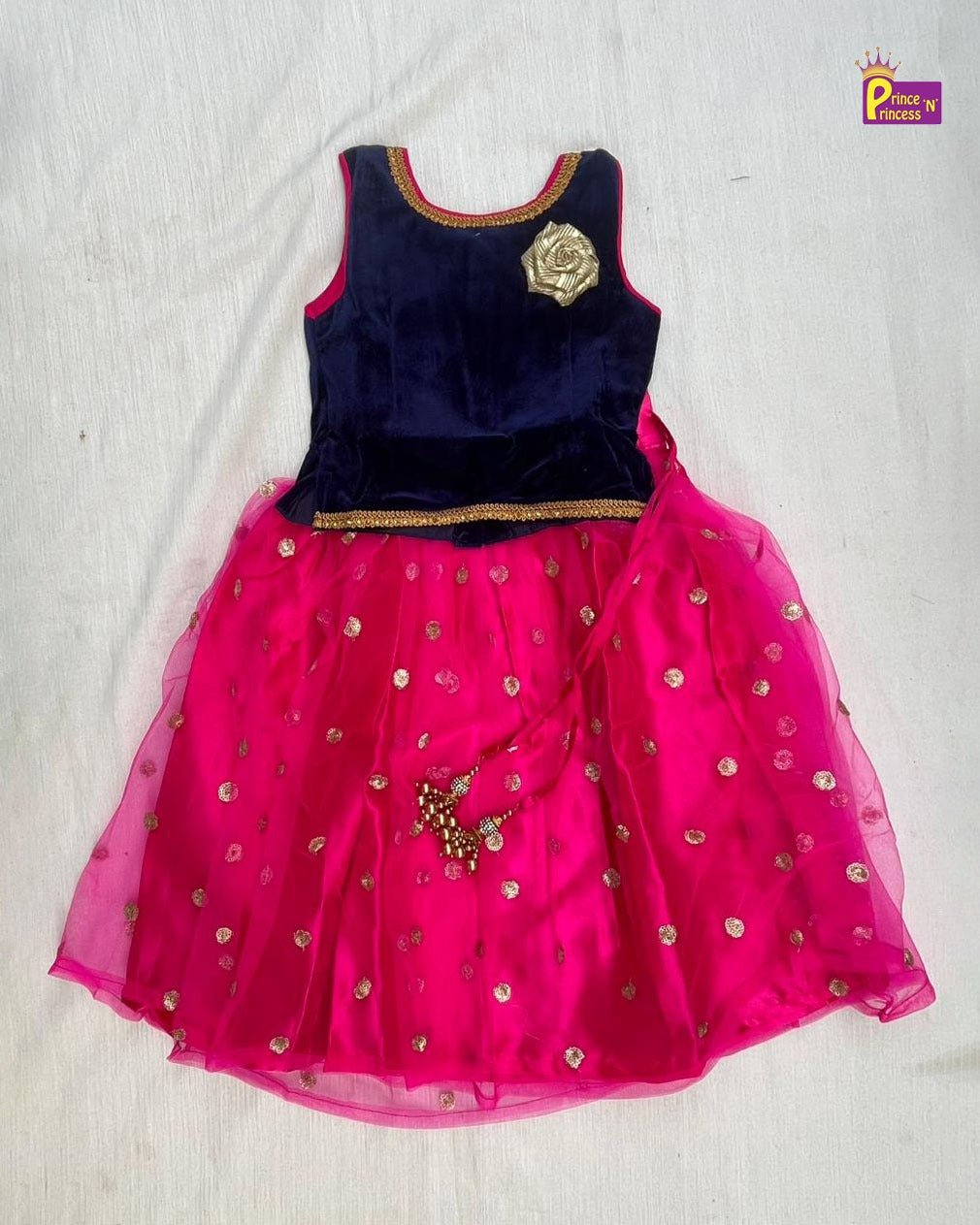 Kids Navy With Pink Emproidery Lehenga Choli LC113 - Prince N Princess