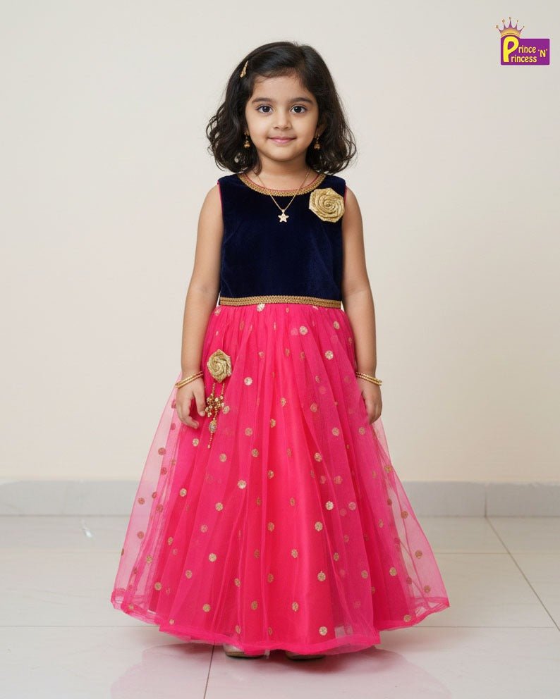 Kids Navy With Pink Emproidery Lehenga Choli LC113 - Prince N Princess