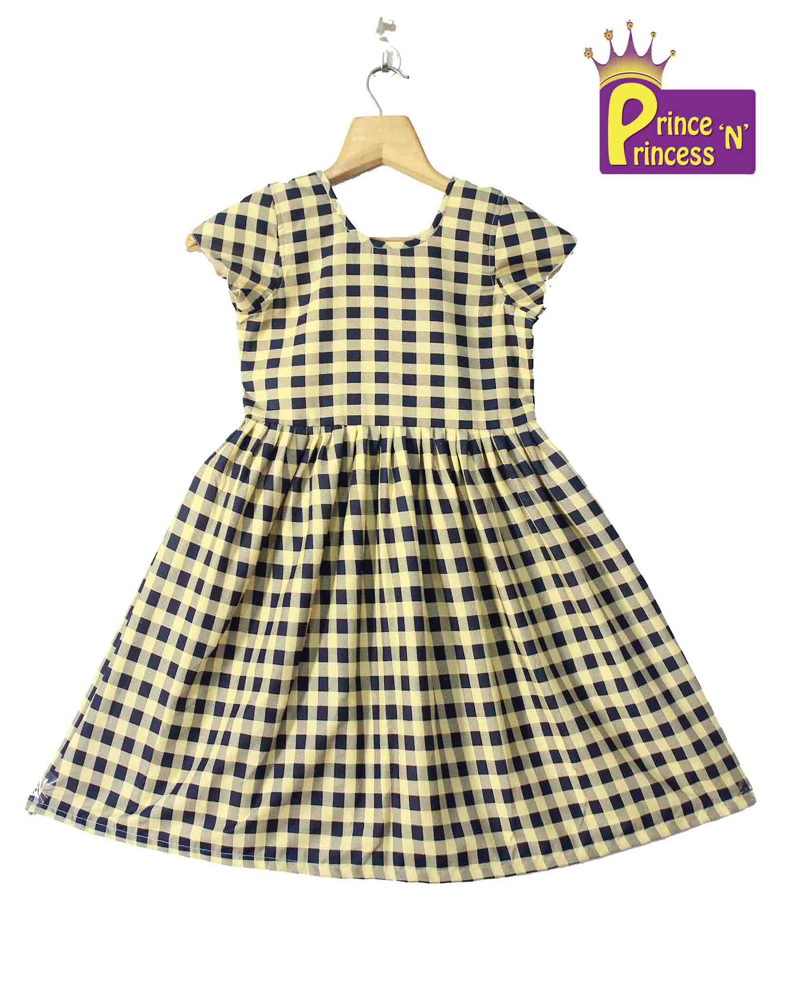 Kids Navy with Yellow Cotton Frock CF107 - Prince N Princess