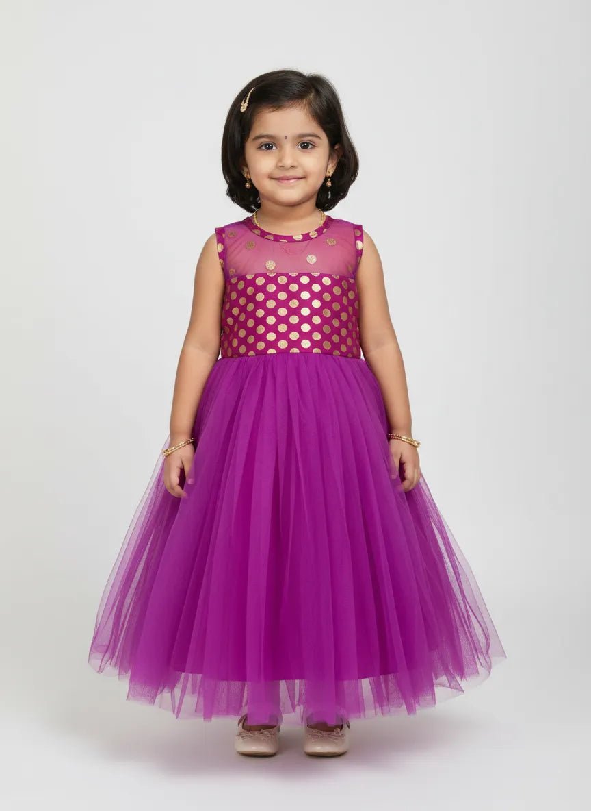 Kids Netted Full Gown Purple WGF078 - Prince N Princess