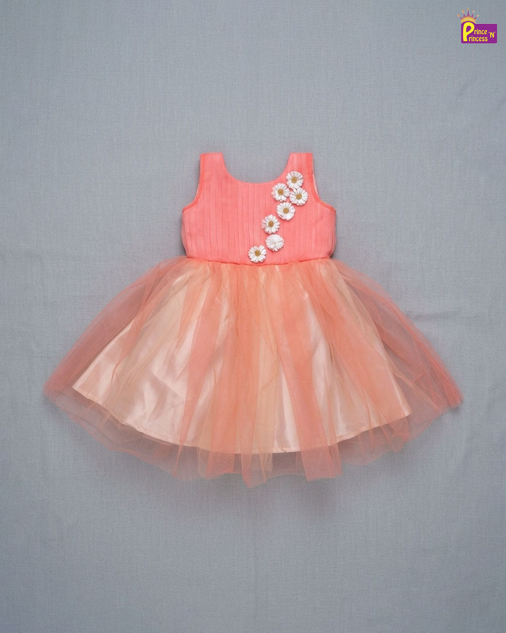 Kids Netted Party Gown in Peach WGF064 - Prince N Princess