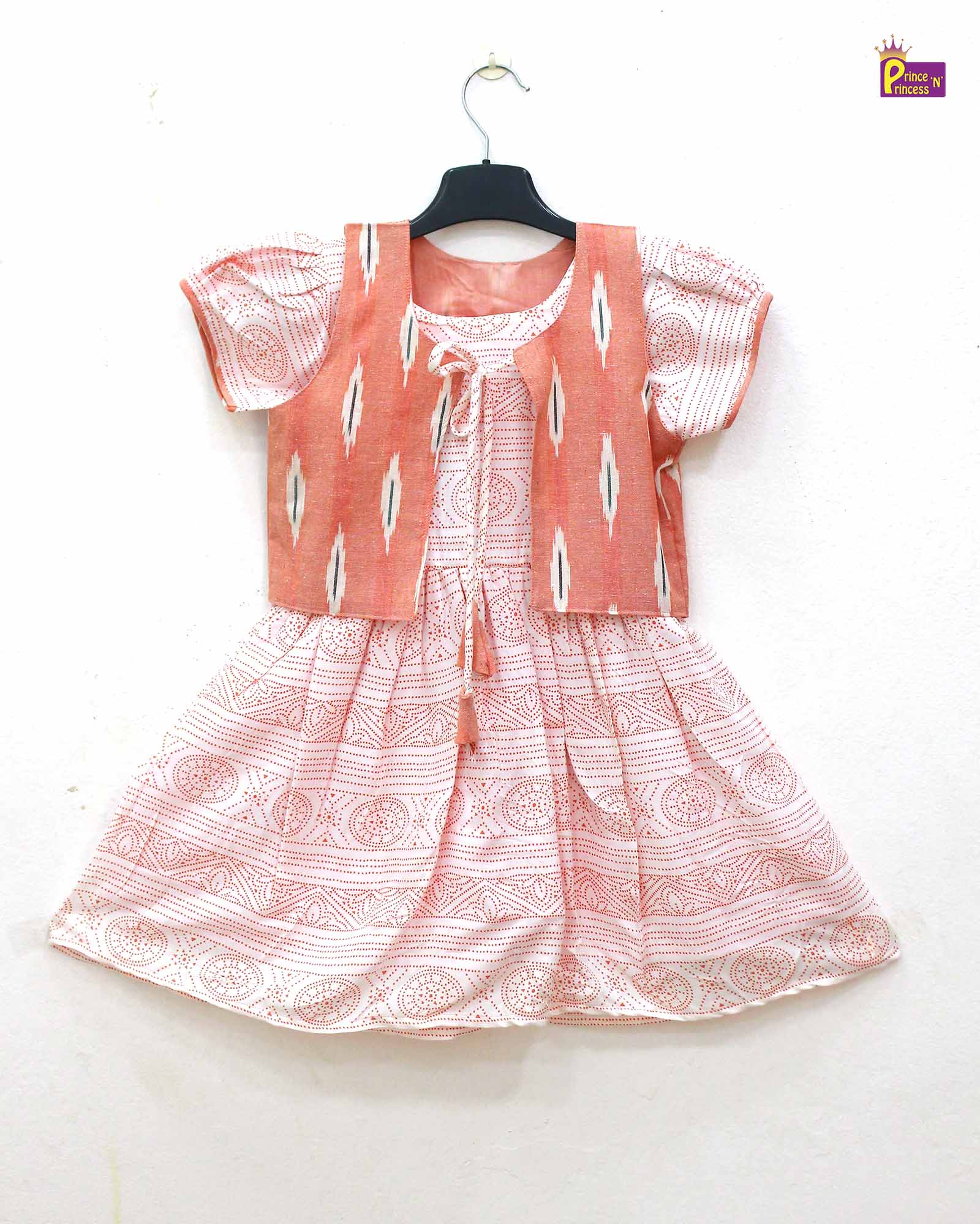 Kids Orange Coat Cotton Frock CF322 - Prince N Princess