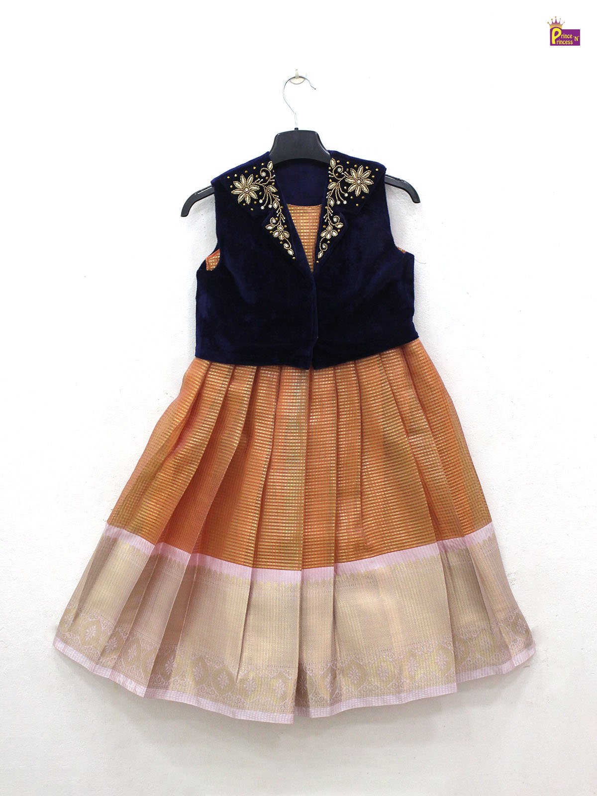 Kids Orange Navy Traditional Gown PG568 - Prince N Princess