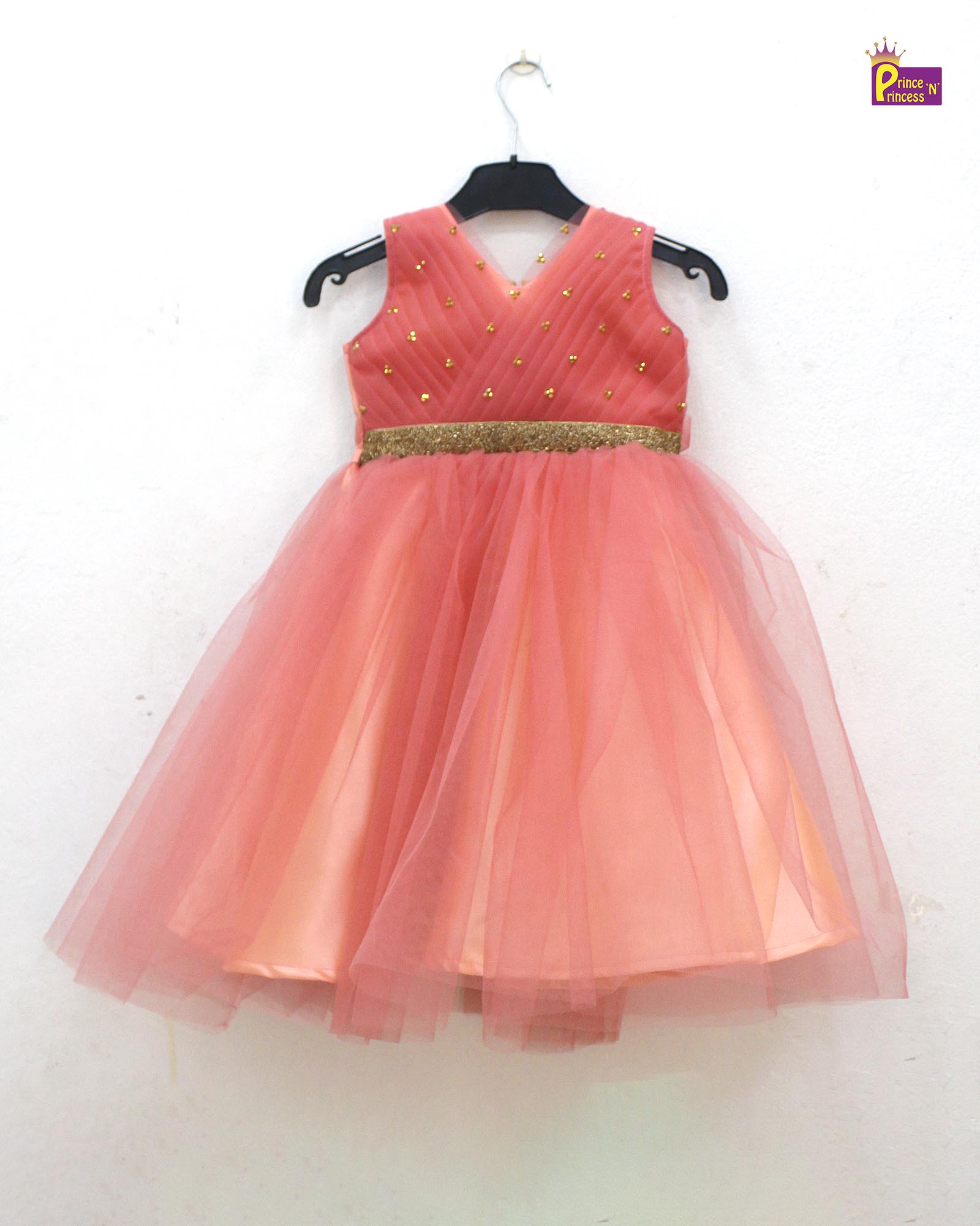 Kids Peach Netted Full Gown WGF028 - Prince N Princess