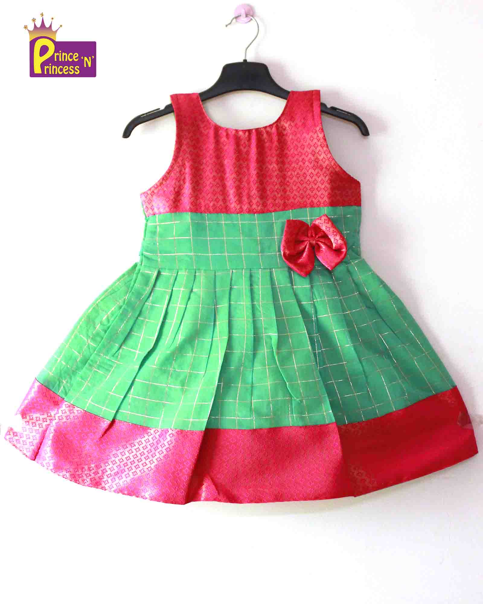 Kids Pink and Rama Green Party Frock LDF318 - Prince N Princess