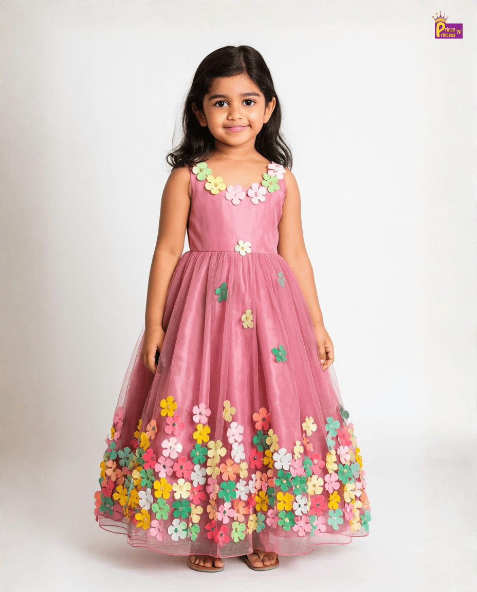 Kids Pink Birthday Gown BG186 for kids festival wear