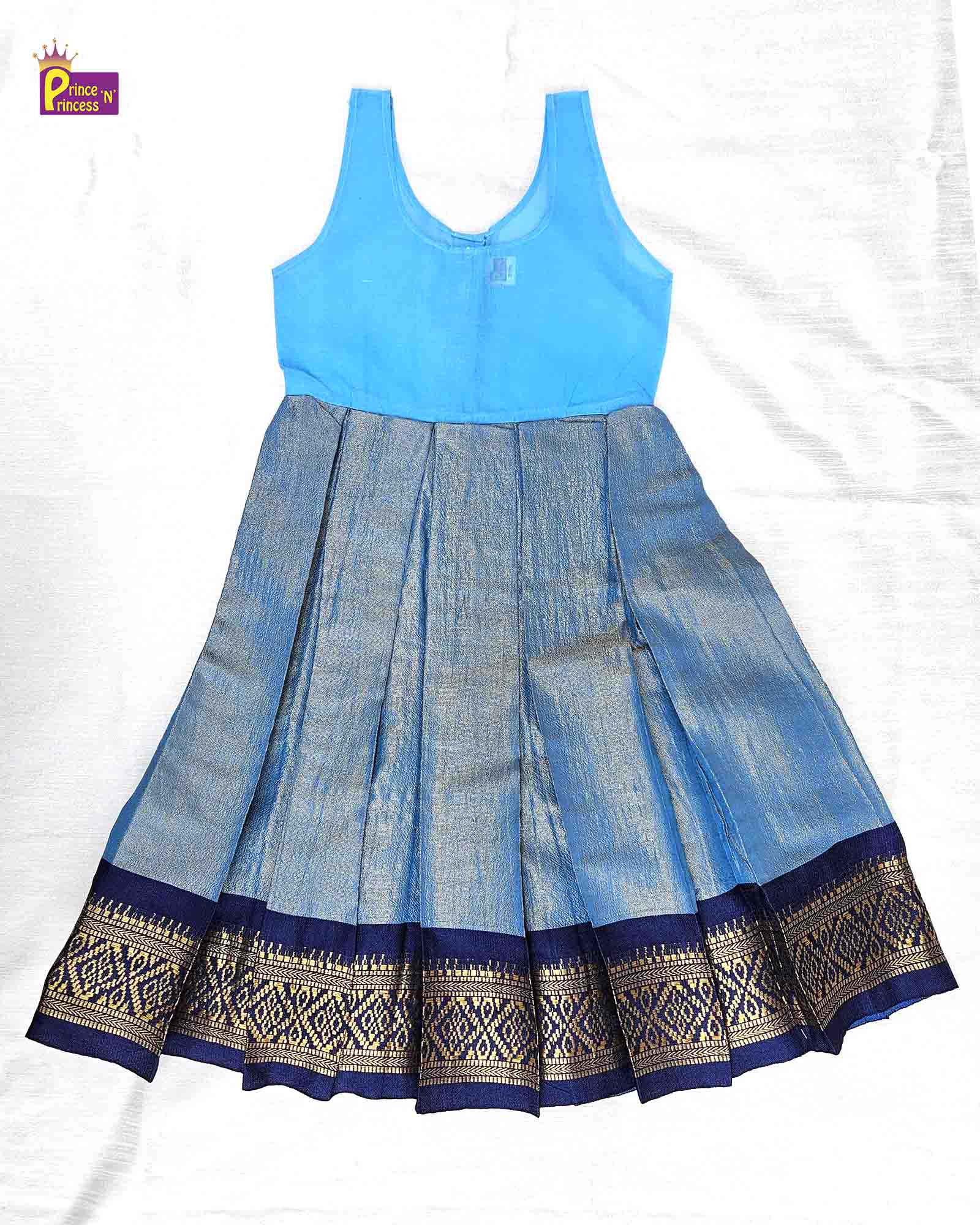 Kids Pink Blue Traditional Pattupavadai PPP1495 - Prince N Princess