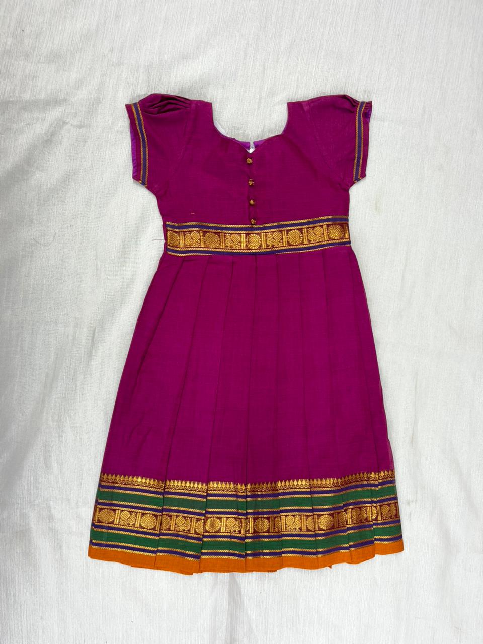 Kids Pink Chettinad Cotton Gown PG637 - Prince N Princess