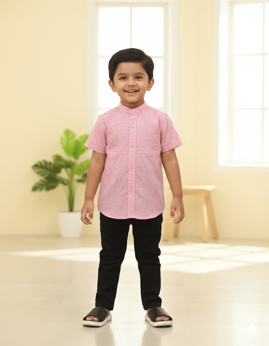 Kids Pink Cotton Shirt ST063 - Prince N Princess