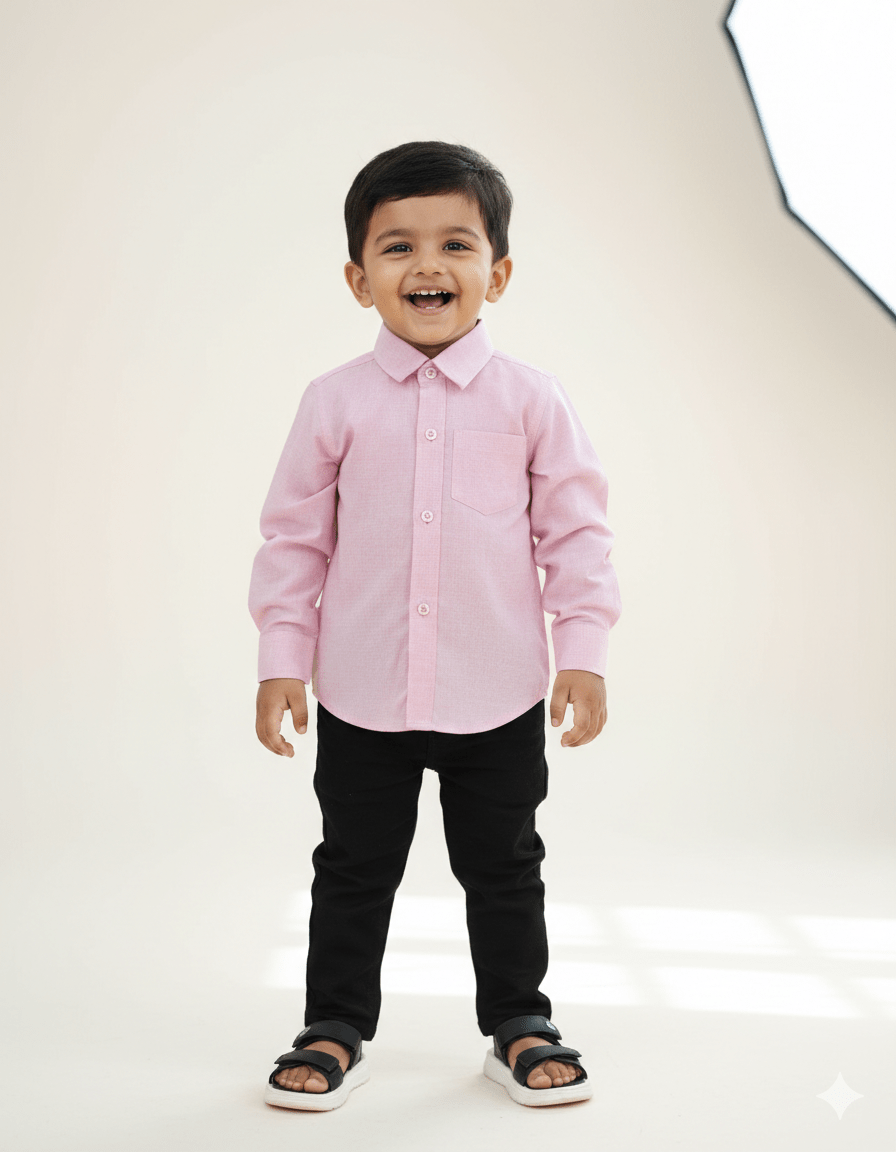 Kids Pink Cotton Shirt ST110 - Prince N Princess