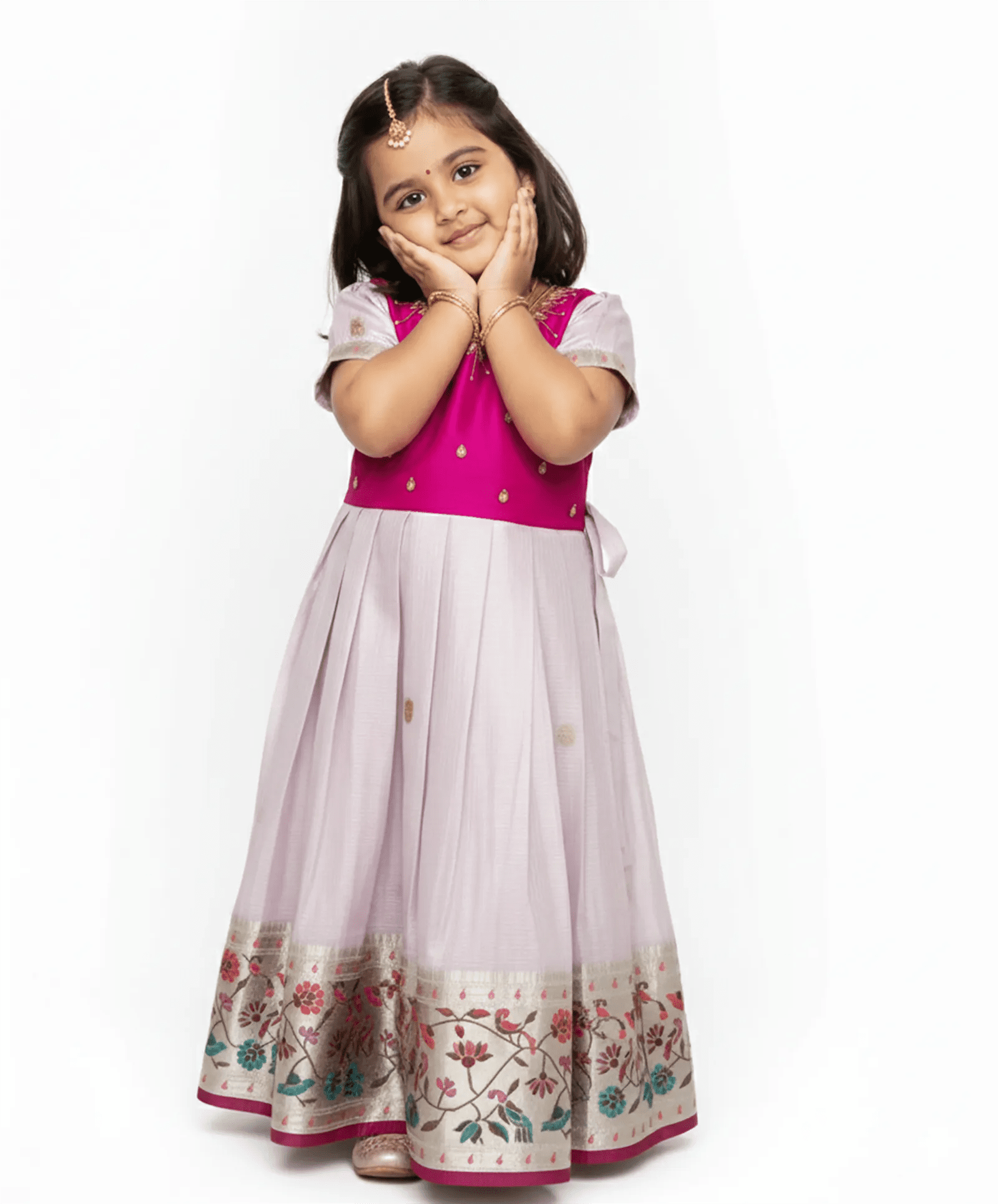 Kids Pink Tisue AARI Ethnic Party Gown PG659 - Prince N Princess