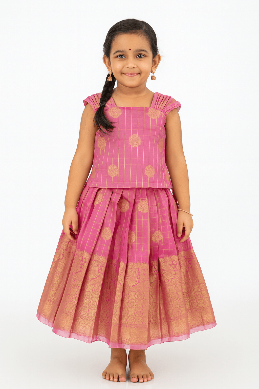 Kids Pink Traditional Pattu Pavadai PPP1838 - Prince N Princess