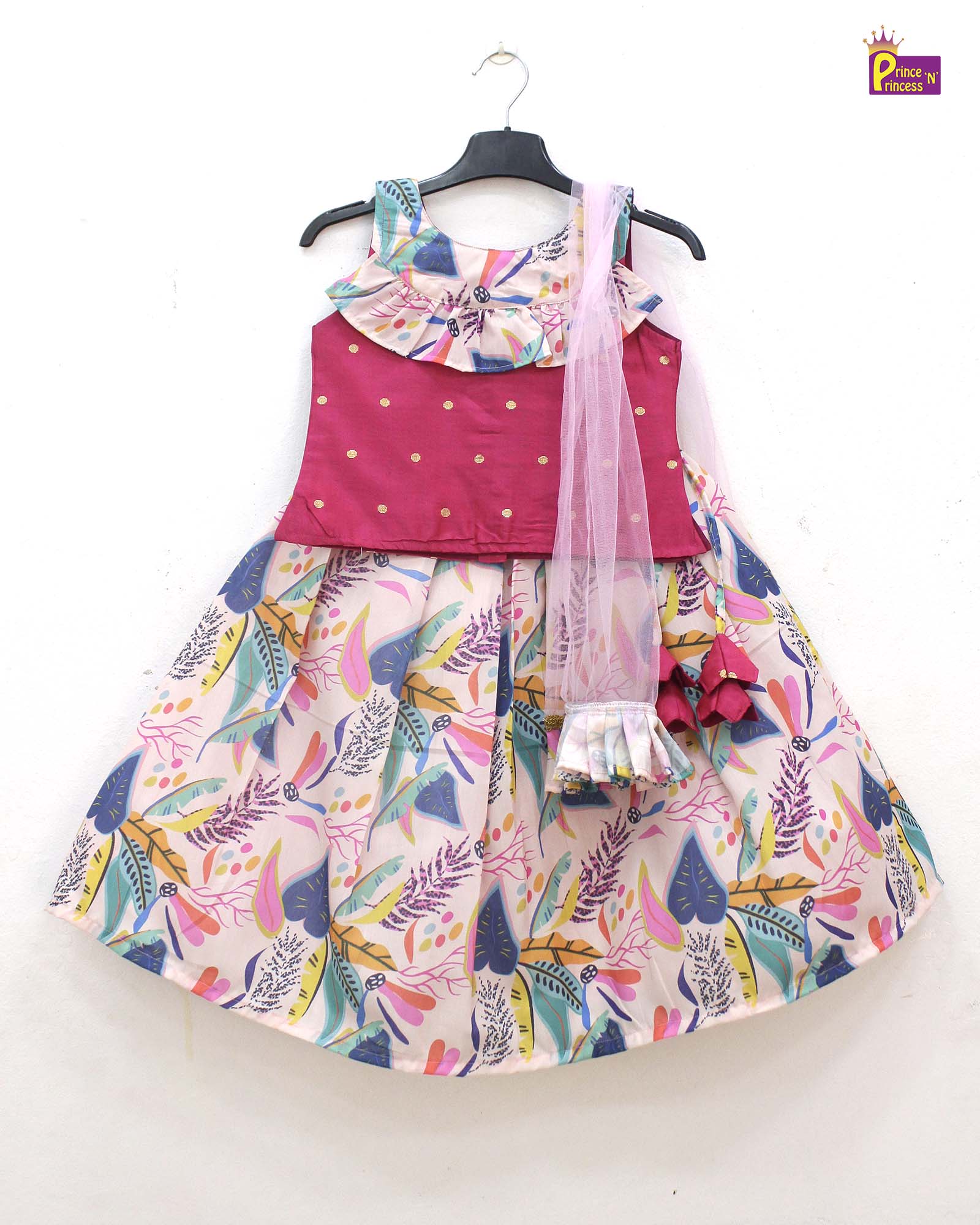 Kids Pink with Baby pink Lehenga Choli LC265 for kids festival wear