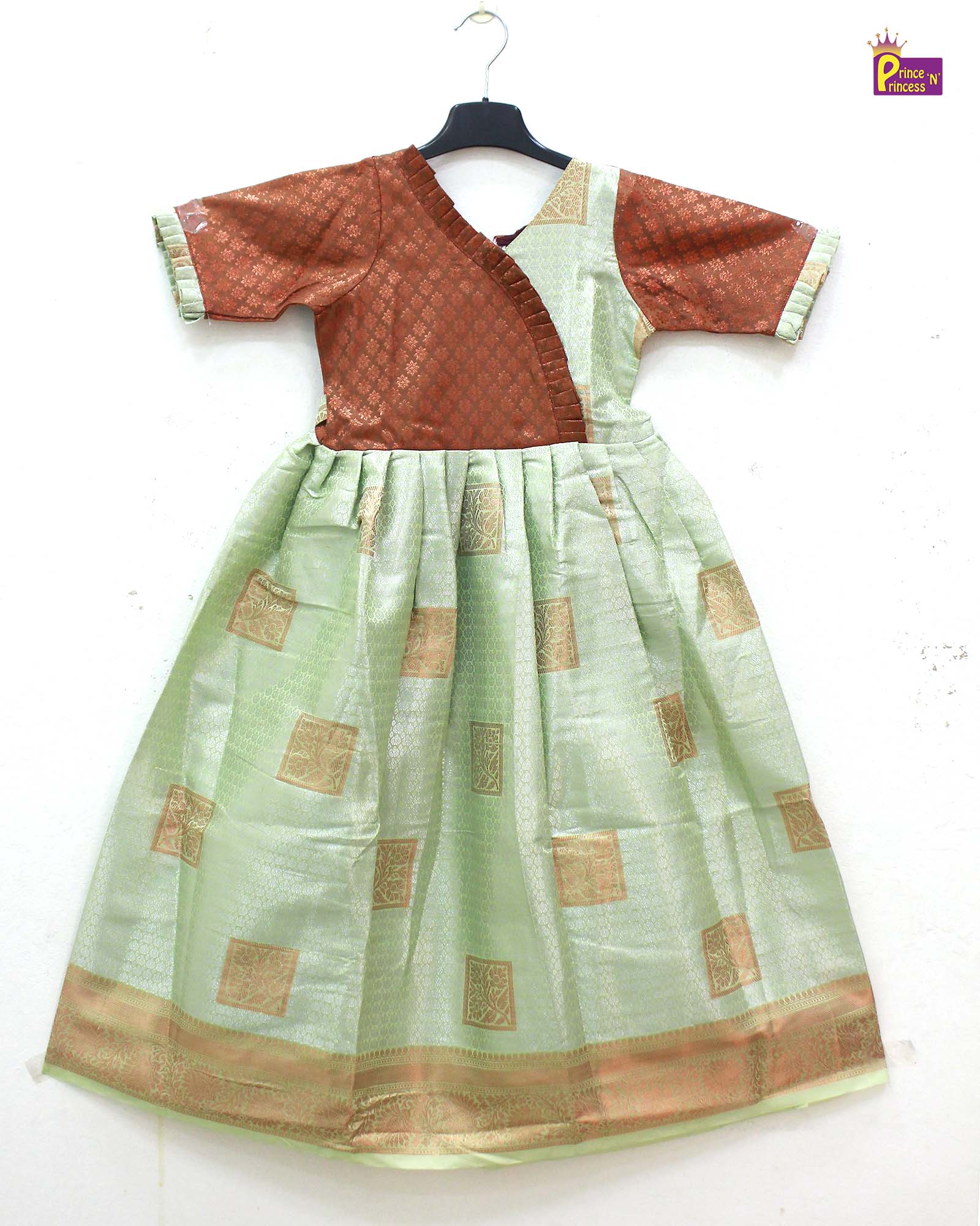 Kids Pistagreen copper Ethnic Party Gown PG412 - Prince N Princess
