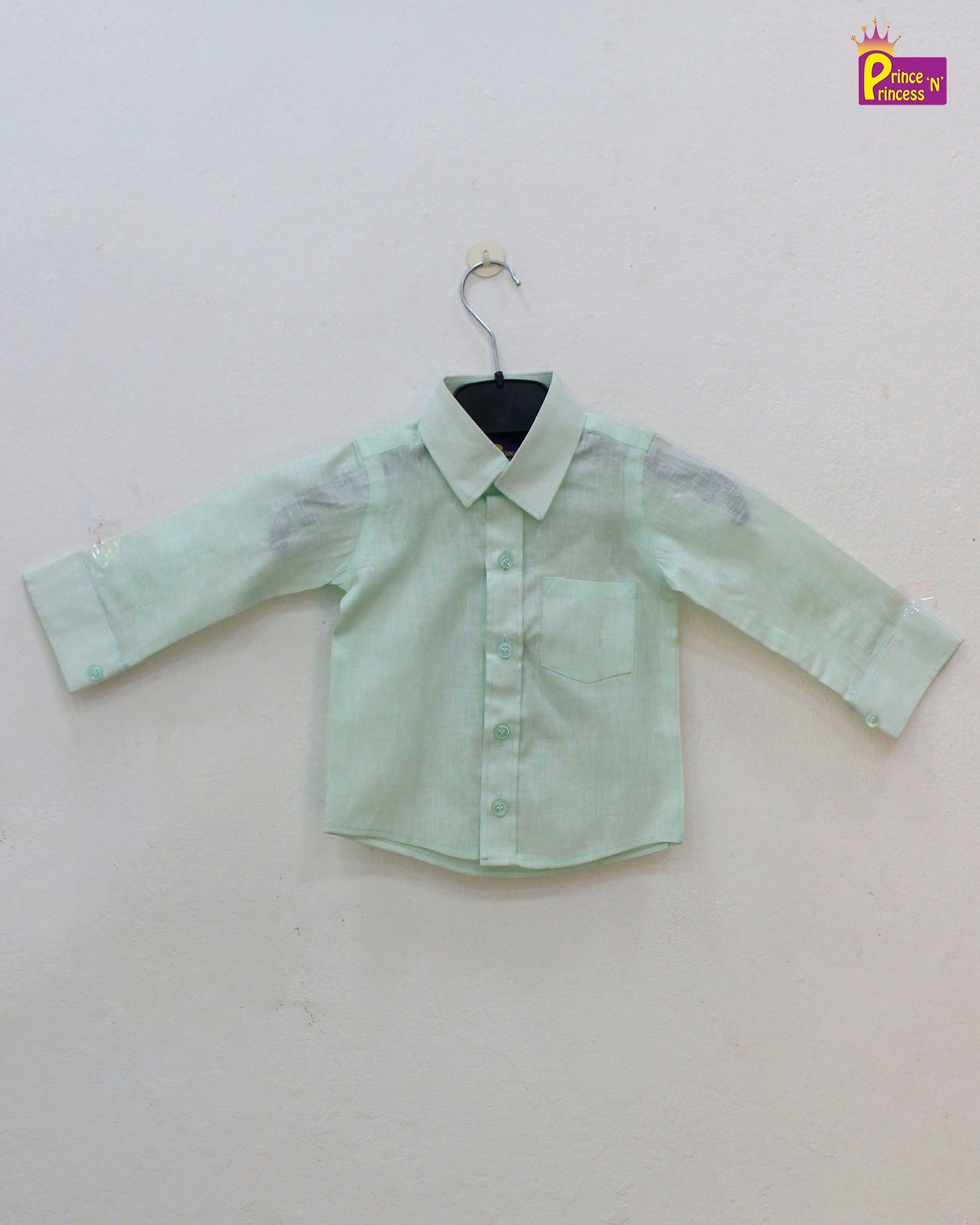 Kids Pistagreen Cotton Shirt ST057 - Prince N Princess