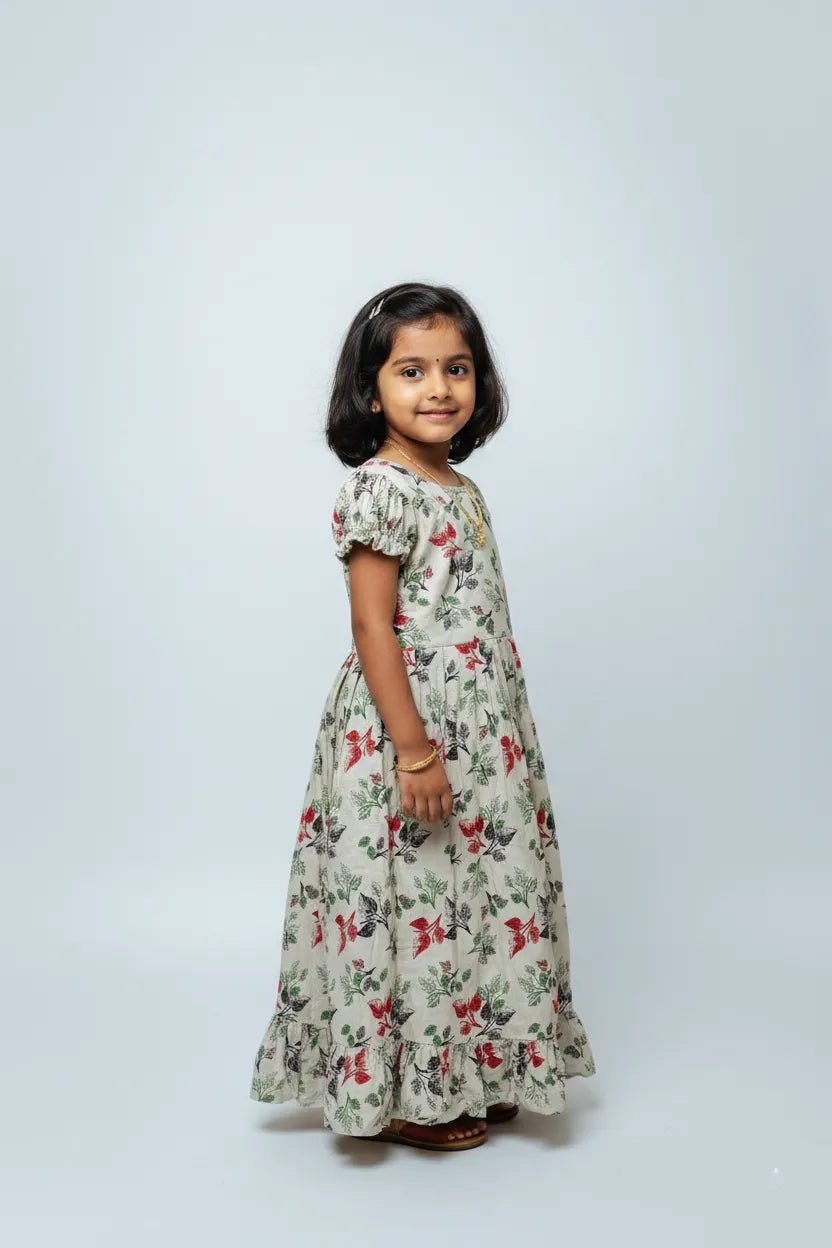 Kids Printed Cotton Frock in Pista Green CF277 - Prince N Princess