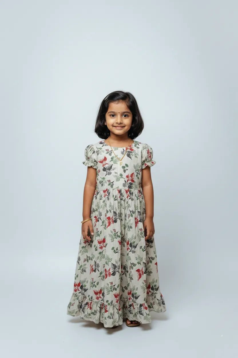 Kids Printed Cotton Frock in Pista Green CF277 - Prince N Princess