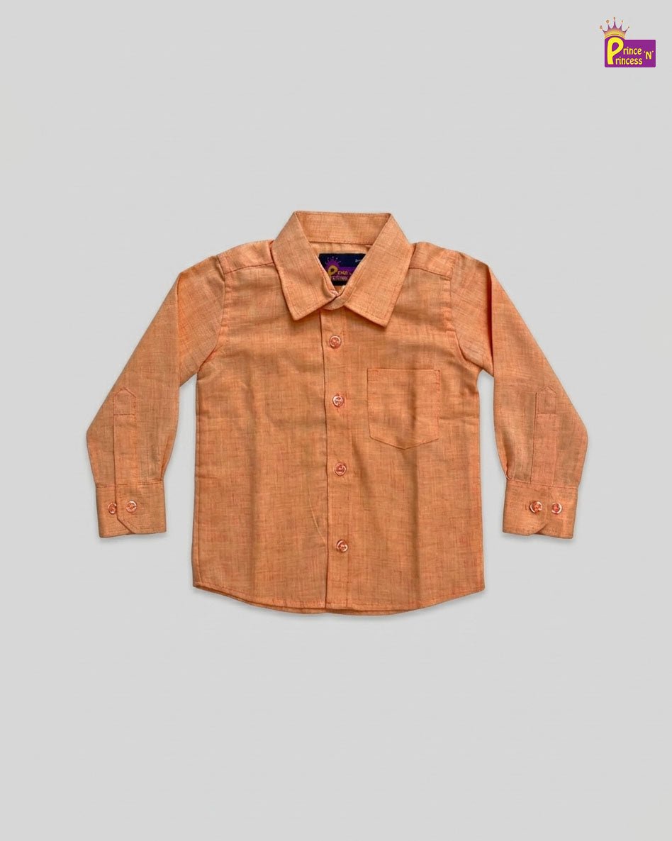 Kids Printed Full Sleeve Shirt in Orange ST225 - Prince N Princess