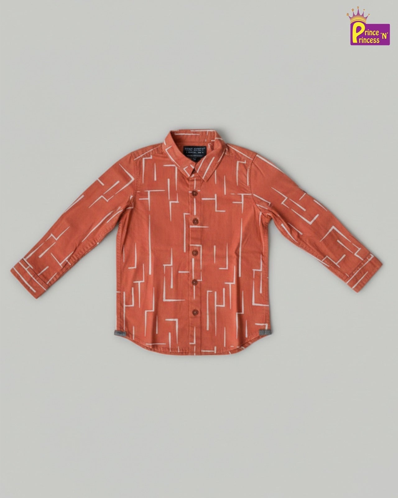 Kids Printed Full Sleeve Shirt in Peach ST220 - Prince N Princess