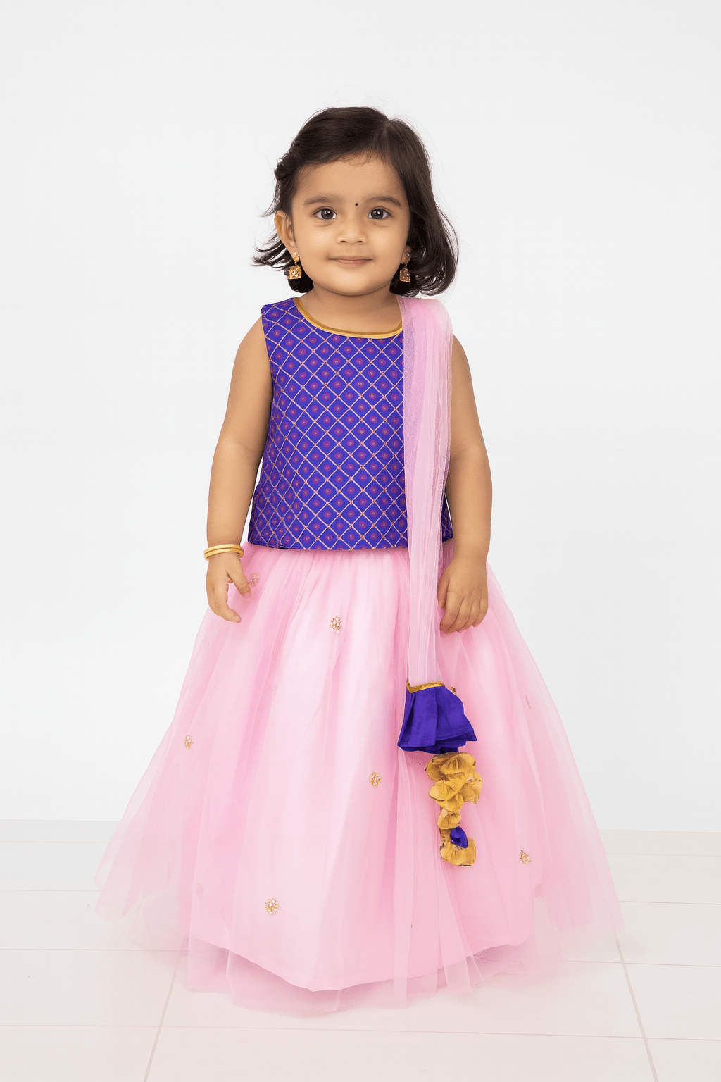 Kids Purple and pink Embroidery net Lehenga Choli LC156 - Prince N Princess