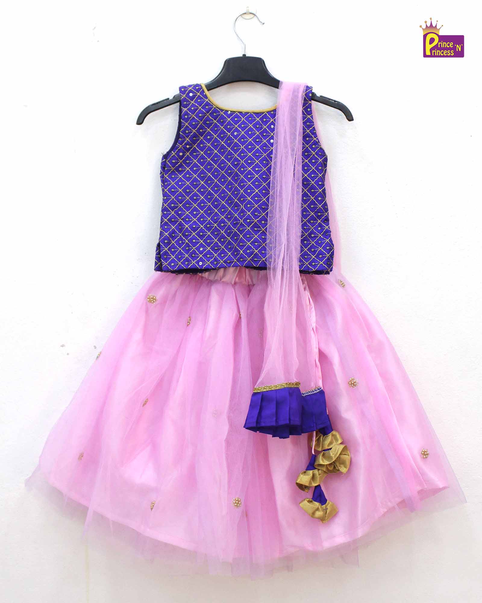 Kids Purple and pink Embroidery net Lehenga Choli LC156 - Prince N Princess